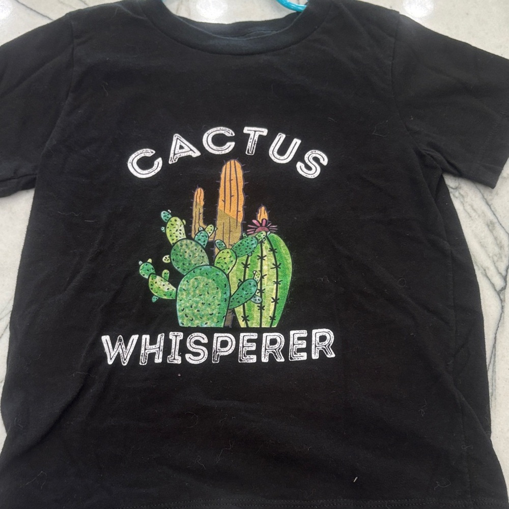 Cactus Whisperer Kids Black T-Shirt